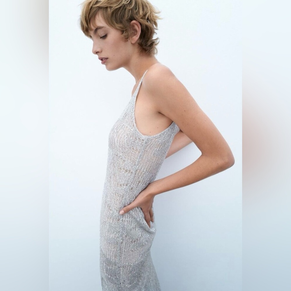 Metallic thread knit slip dress - Picture 3 of 7